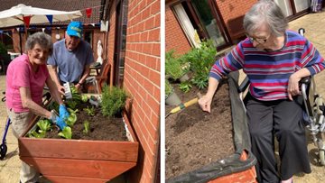 A spot of gardening in the sunshine at Willow Court